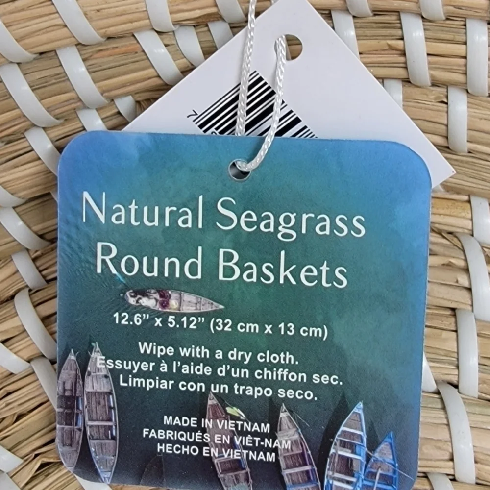 New Home Essentials Round Natural Seagrass Large Baskets - 3-Piece Set